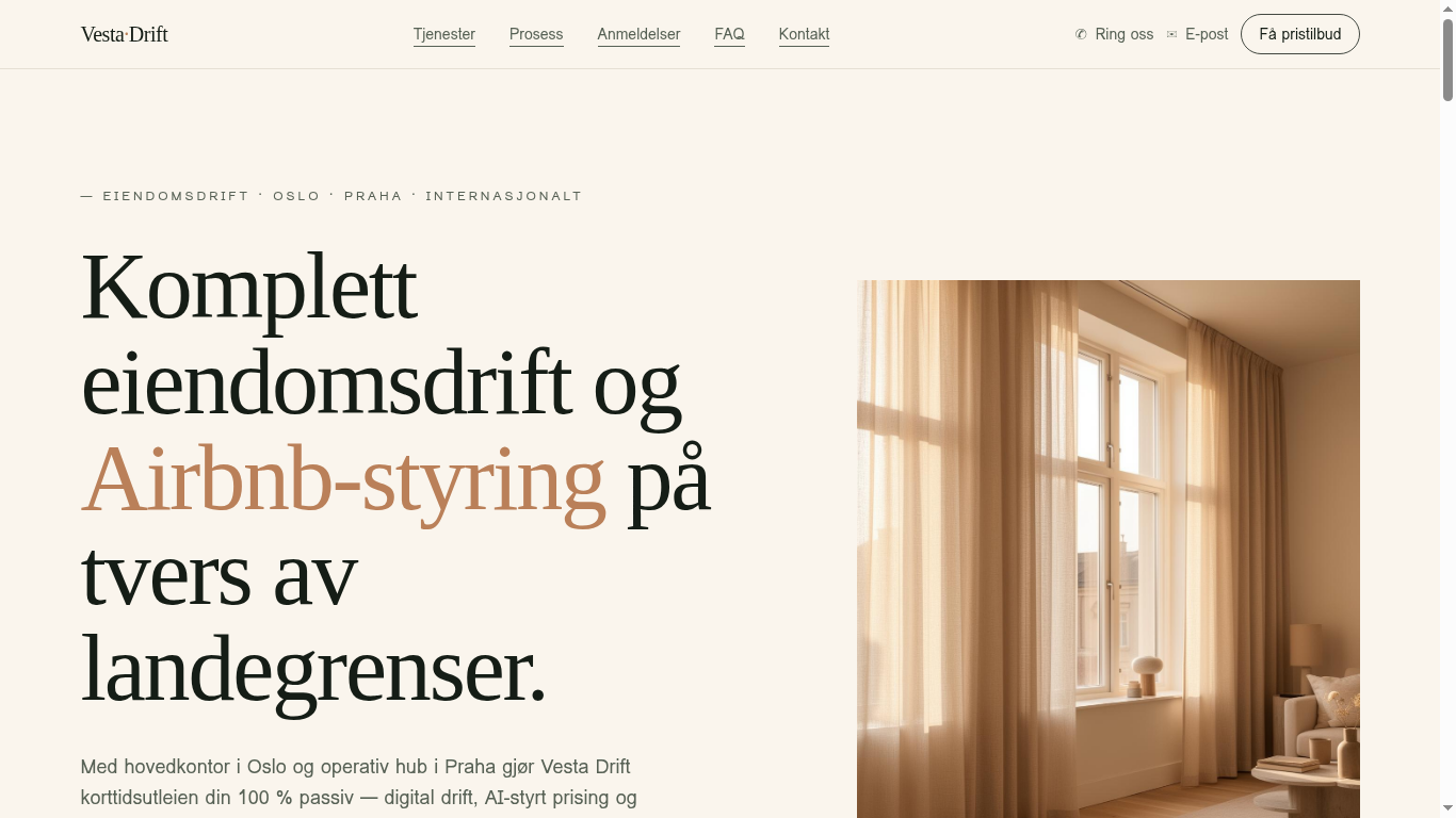 Skjermbilde av vestadrift.no
